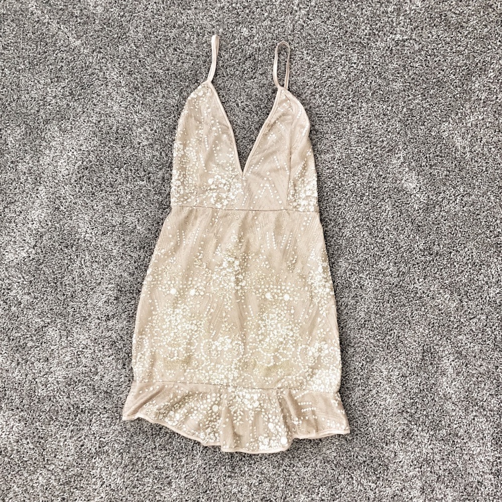 Glitz and Glam Deep V-neck Mini Dress